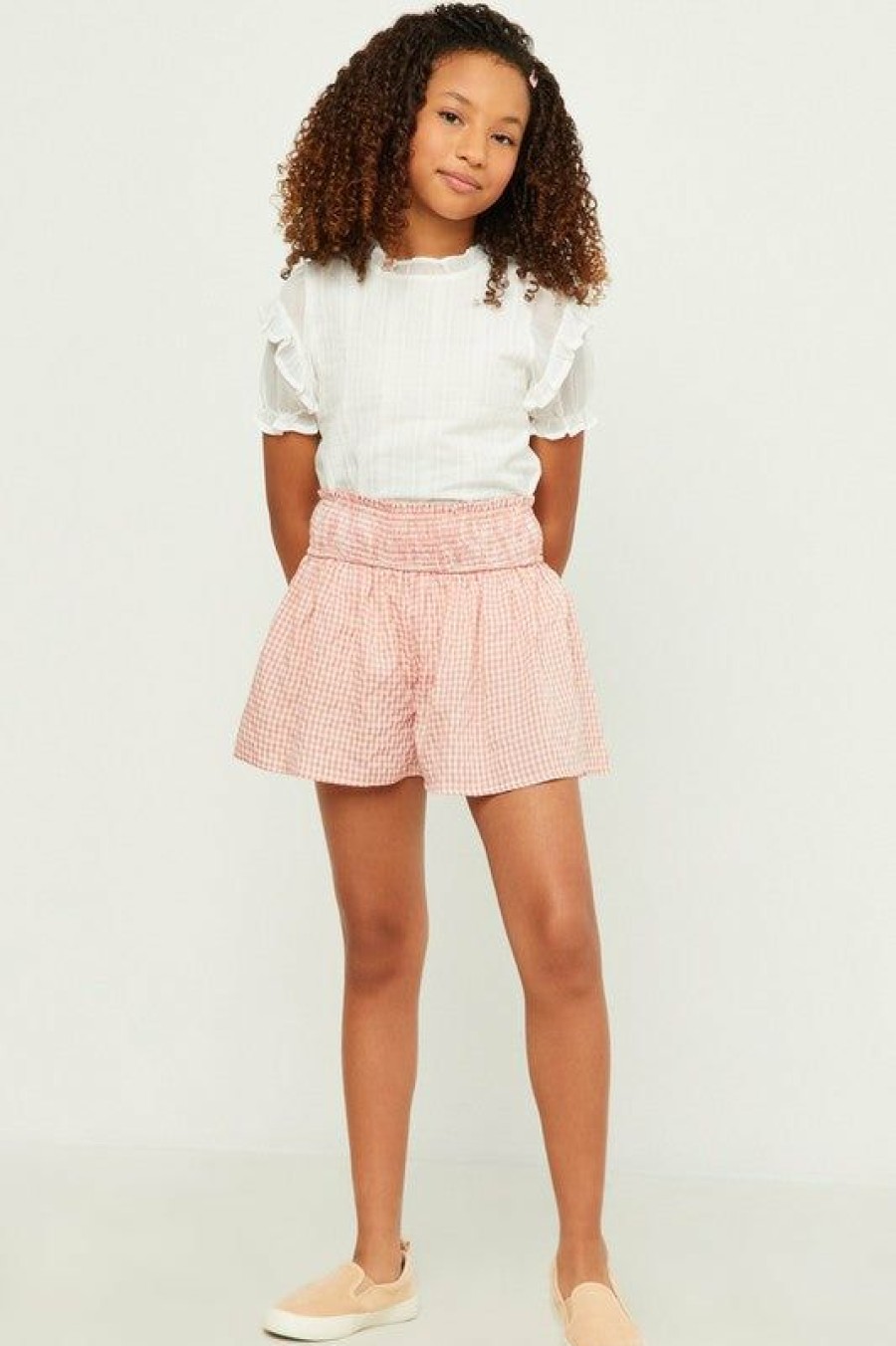 Tween * | Deals Hayden Check Smock Waist Shorts Tween