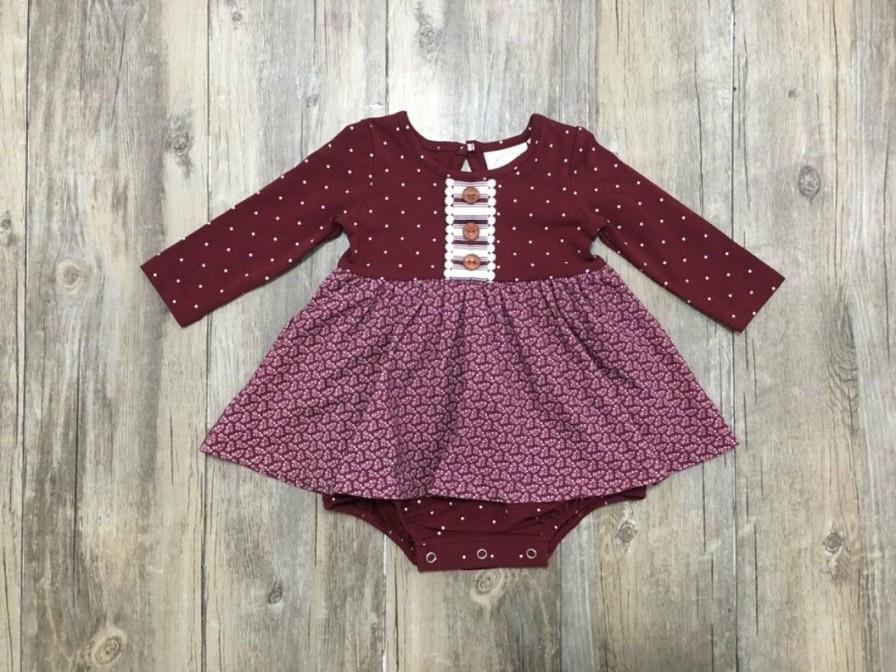 Baby Clothes * | Buy Swoon Baby Charming Crimson Bliss Dainty Bubble Dress