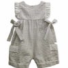 Girls * | New Girls Banana Split Layla Khaki Seersucker Romper