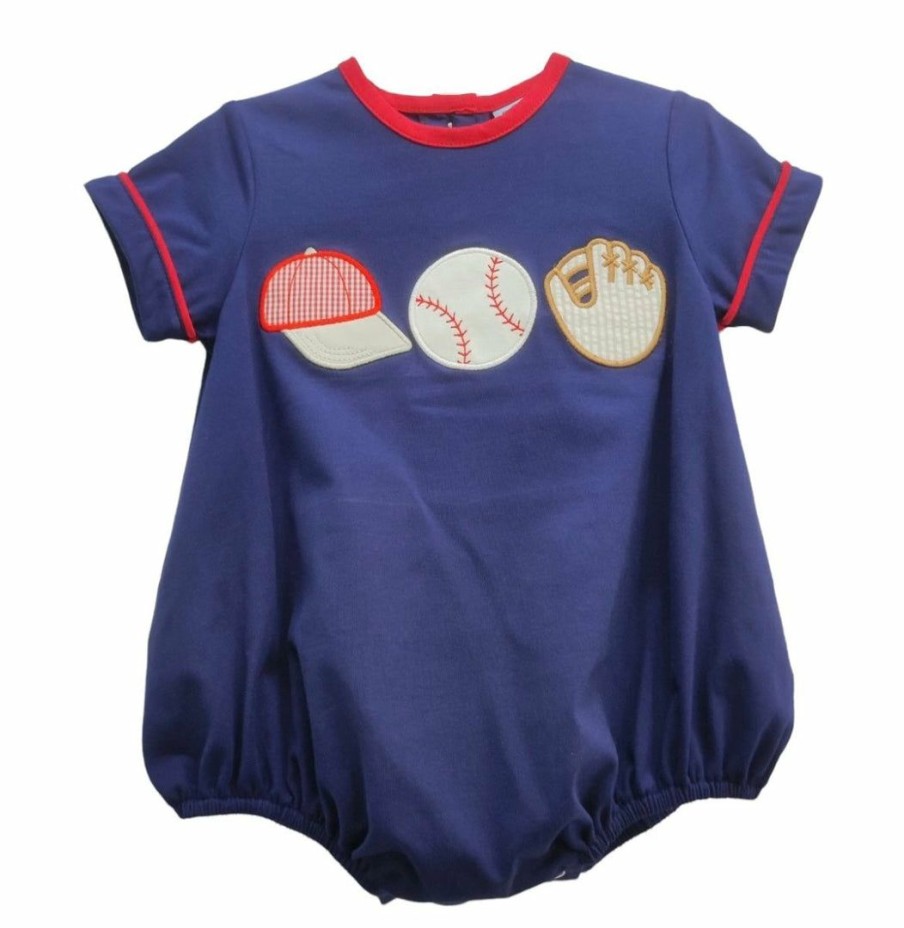 Boys * | Best Pirce Aid Through Trade Three Sisters Baseball Applique Bubble Boys