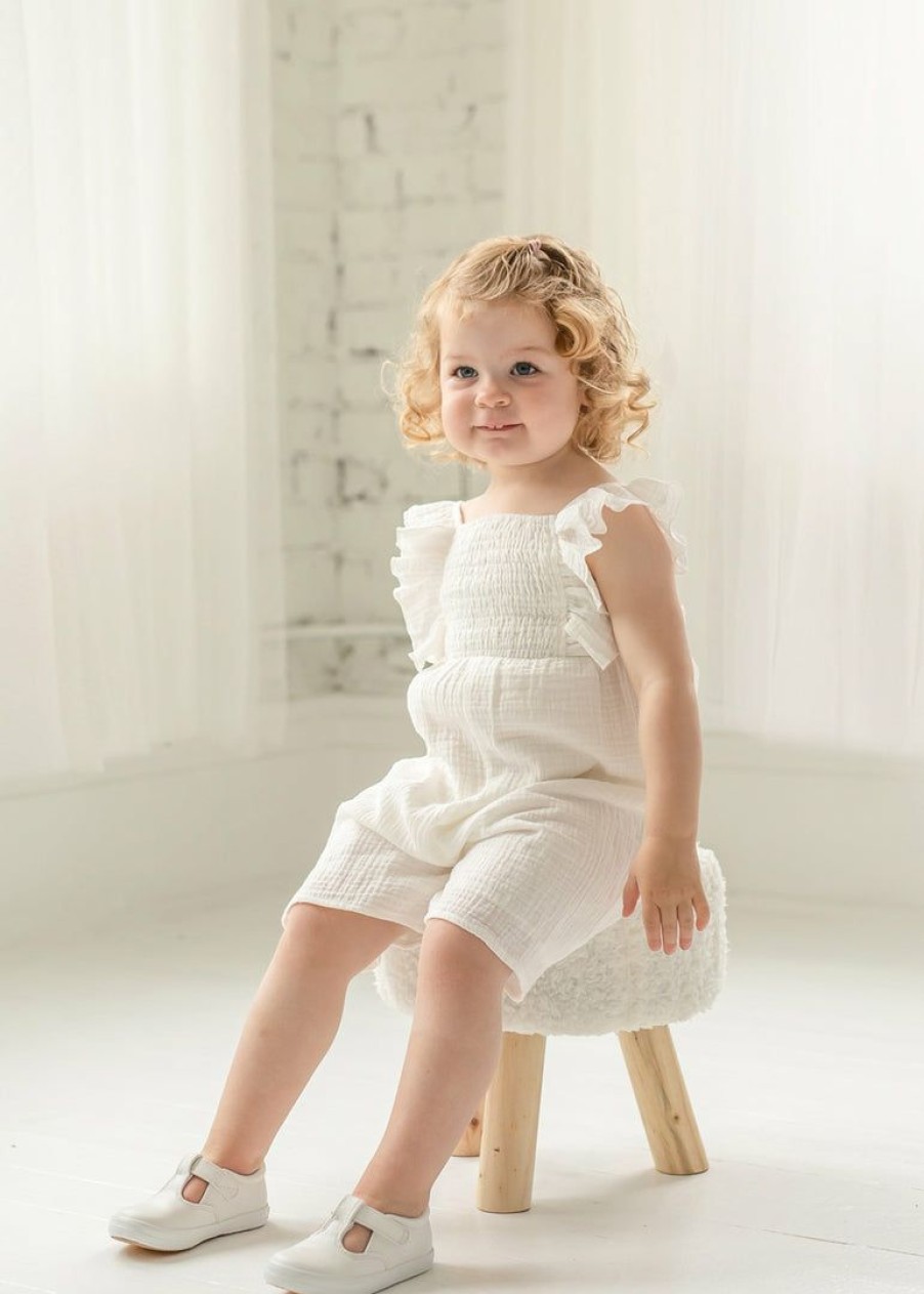 Girls * | Top 10 Girls Mabel & Honey Vivienne White Gauze Romper