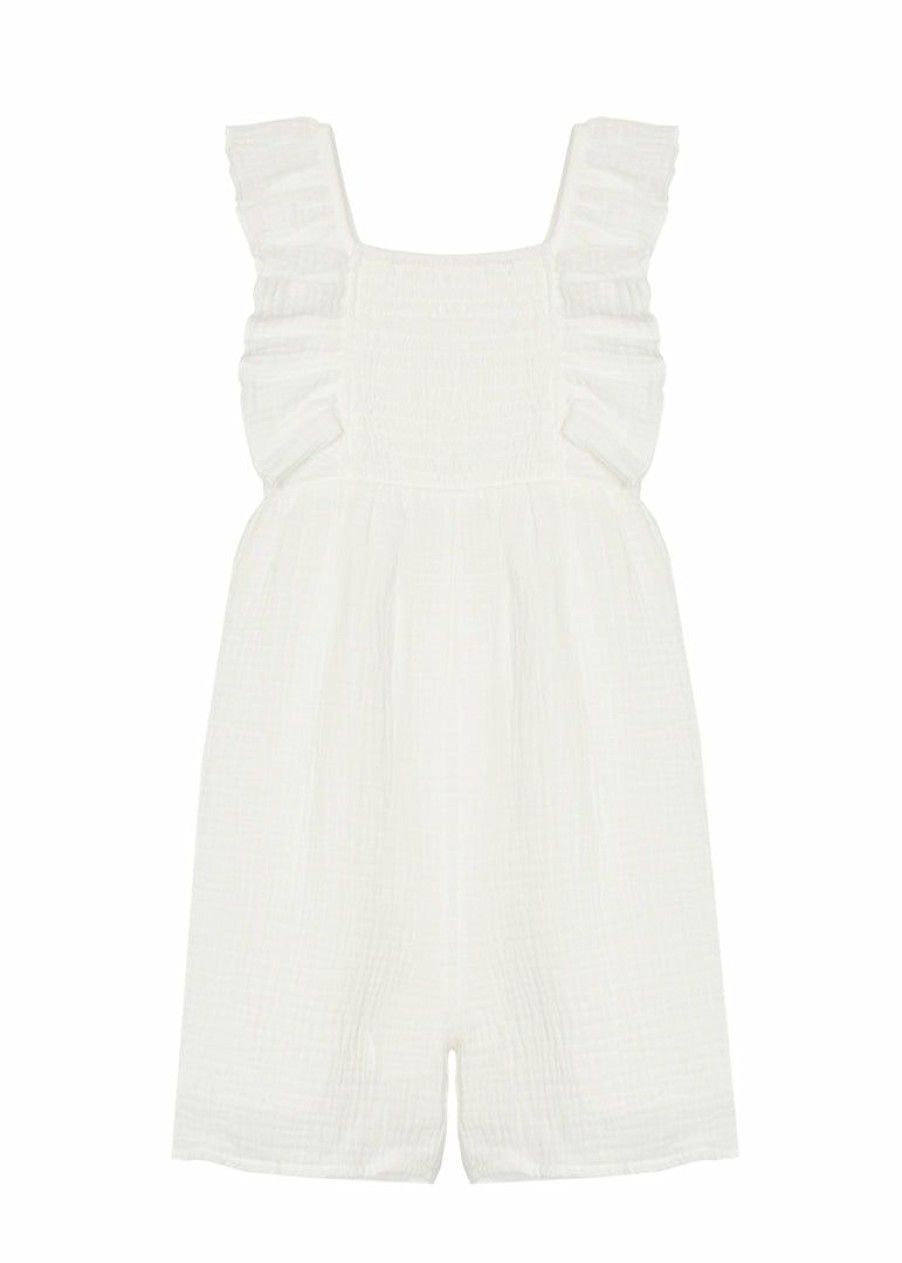 Girls * | Top 10 Girls Mabel & Honey Vivienne White Gauze Romper