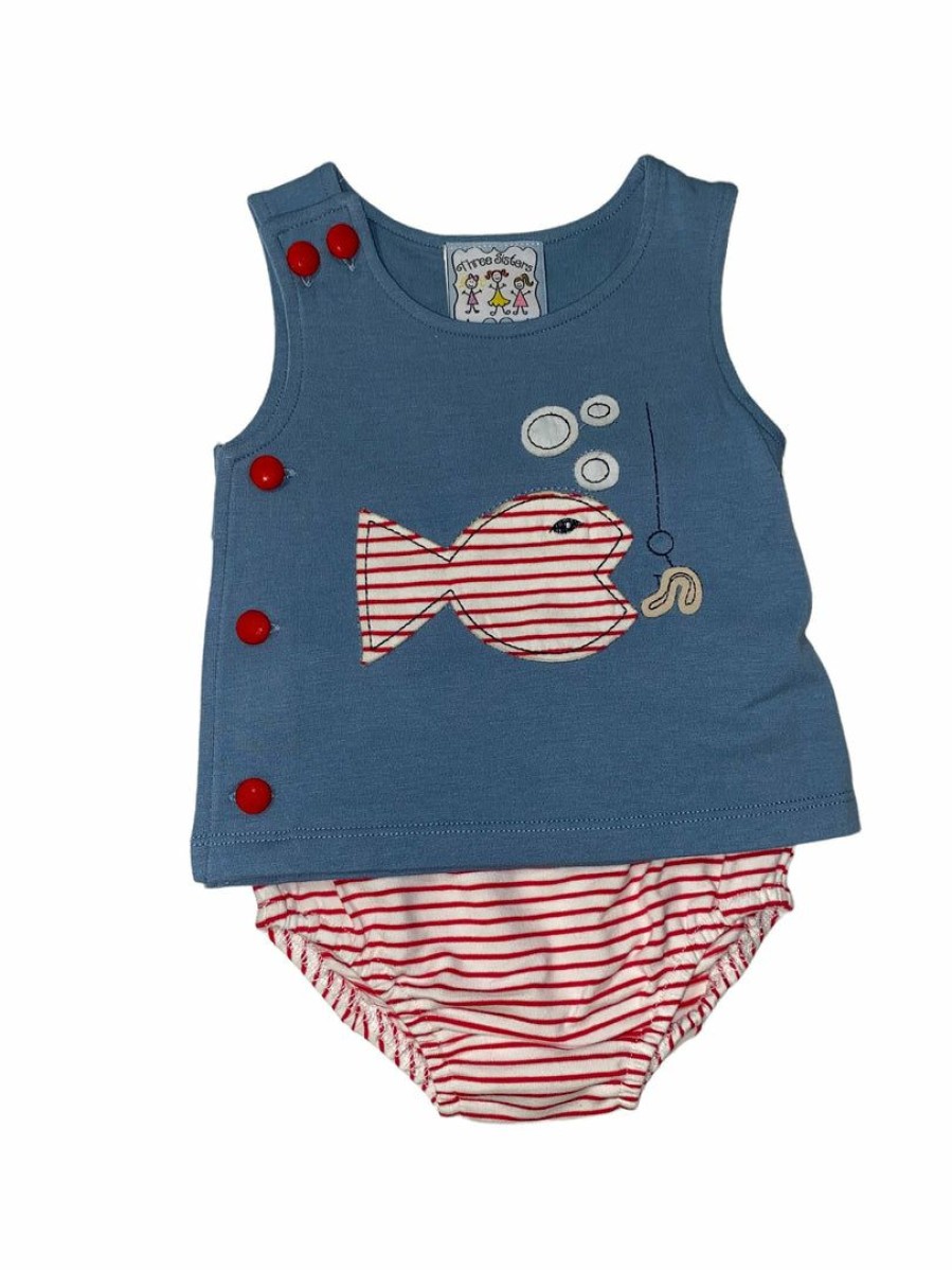 Boys * | Outlet Three Sisters Baby Fish Fishy Diaper Set Boys