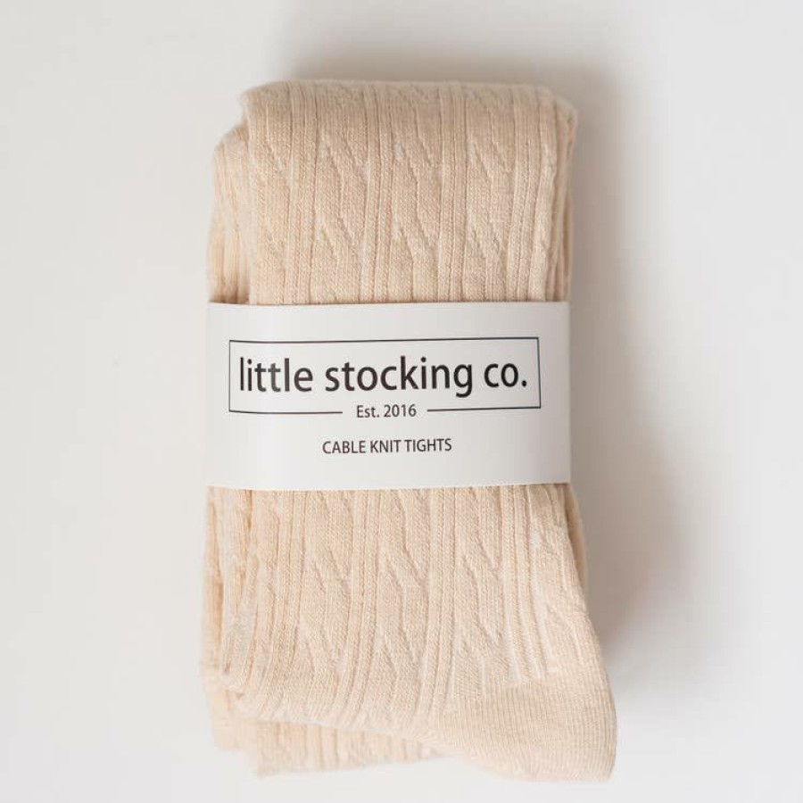 Girls * | Cheapest Little Stockings Company Girls Little Stockings Cable Knit Tights