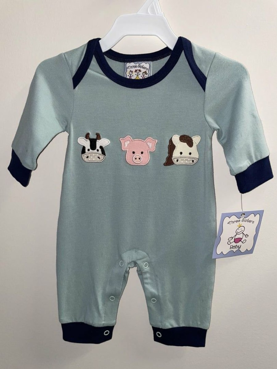 Boys * | Discount Three Sisters Farm Animal Boys Romper