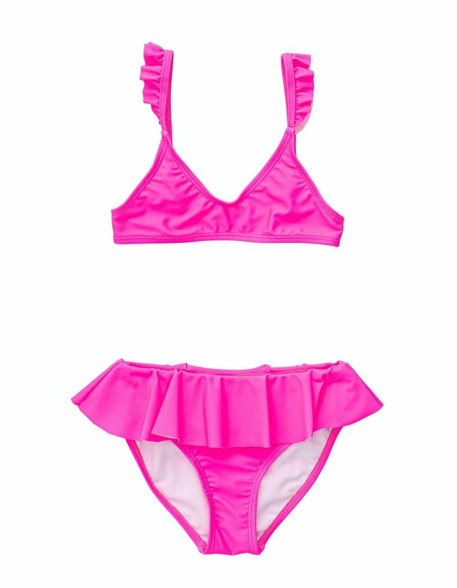 Girls * | Top 10 Snapper Rock Neon Queen Pink Frill Bikini