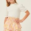 Tween * | Hot Sale Hayden Textured Floral Smock Waist Skirt Tween