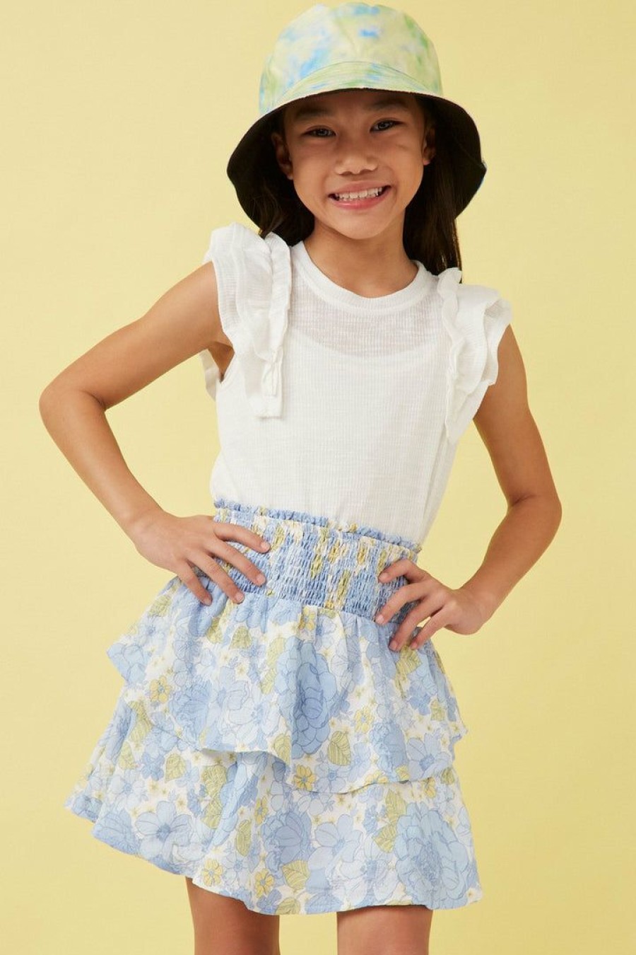 Tween * | Hot Sale Hayden Textured Floral Smock Waist Skirt Tween