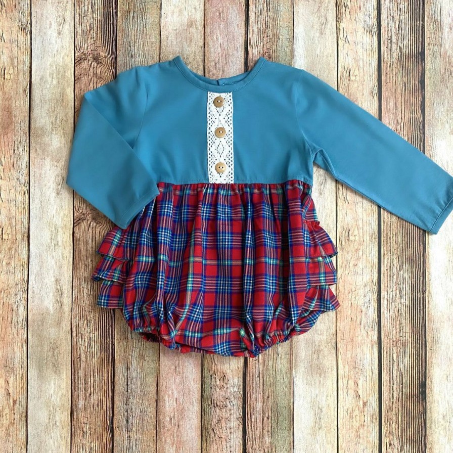 Baby Clothes * | Cheap Baby Clothes Natalie Grant Plaid Vintage Ruffle Bubble