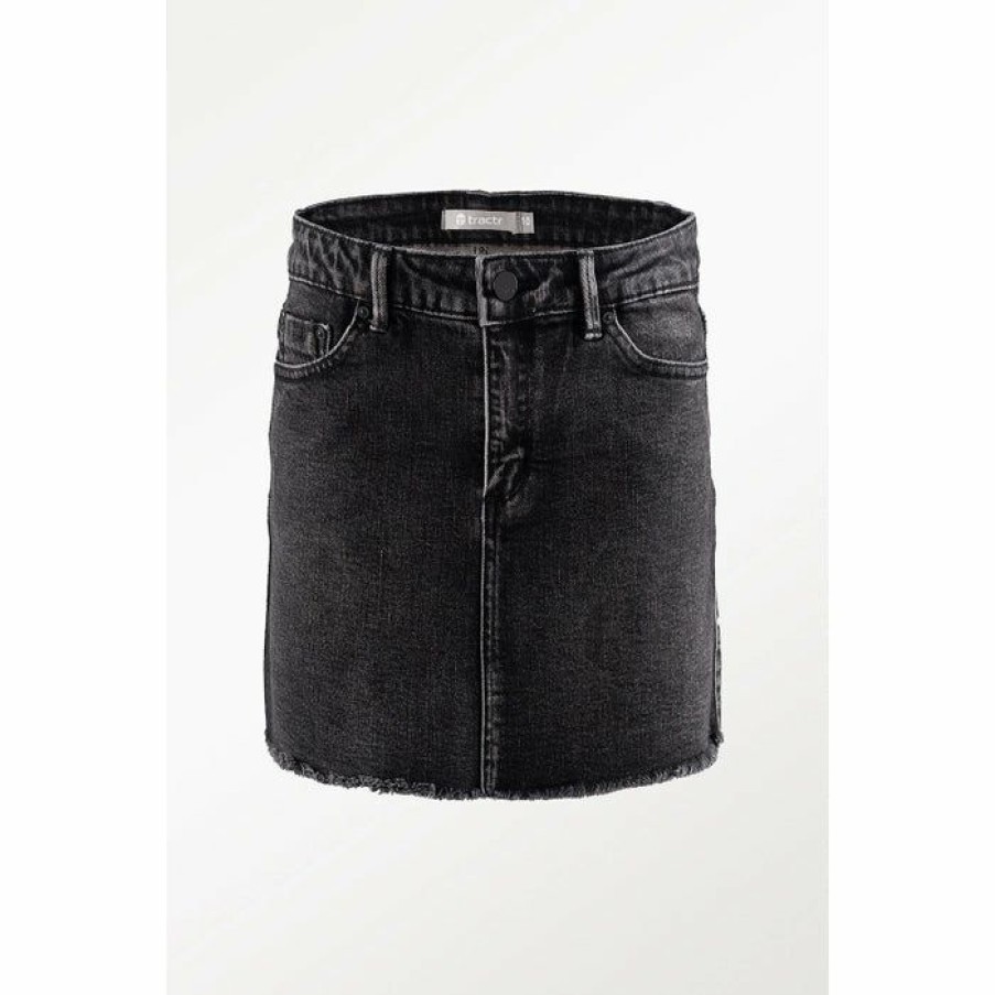 Tween * | Best Reviews Of Tween Tractr Lisa Dark Grey Wash Denim Skirt