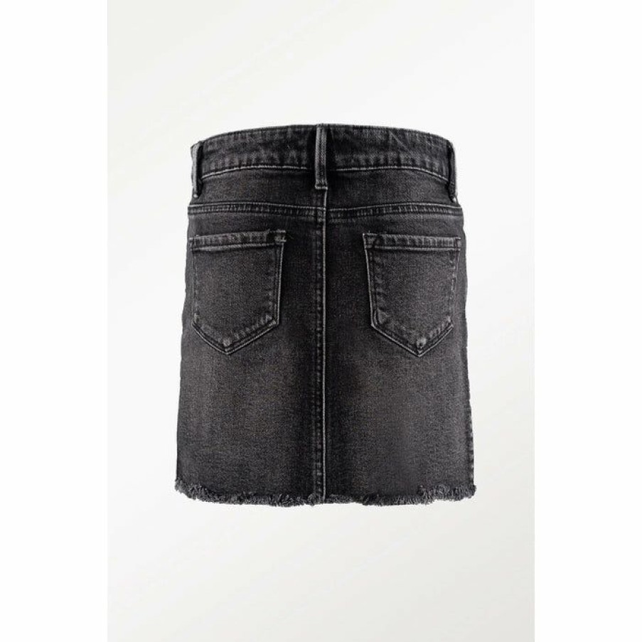 Tween * | Best Reviews Of Tween Tractr Lisa Dark Grey Wash Denim Skirt