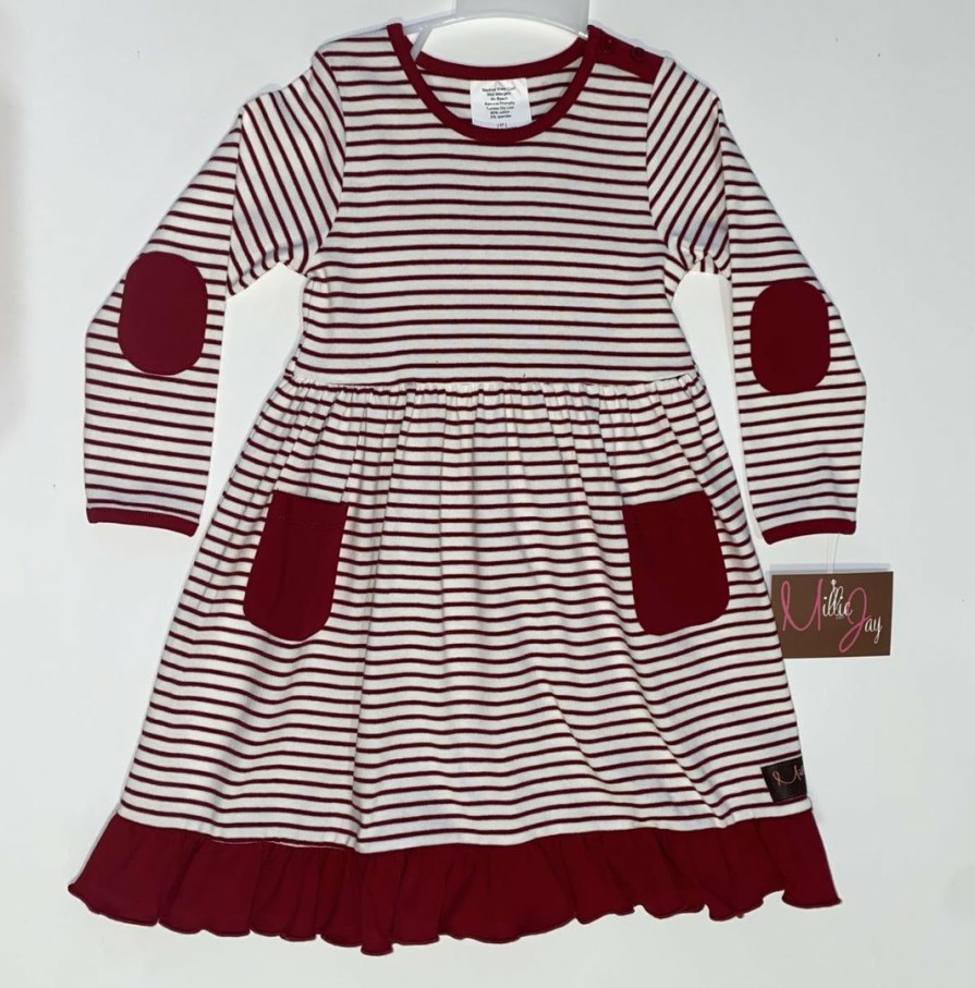 Girls * | Coupon Millie Jay Madison Burgundy Dress Girls