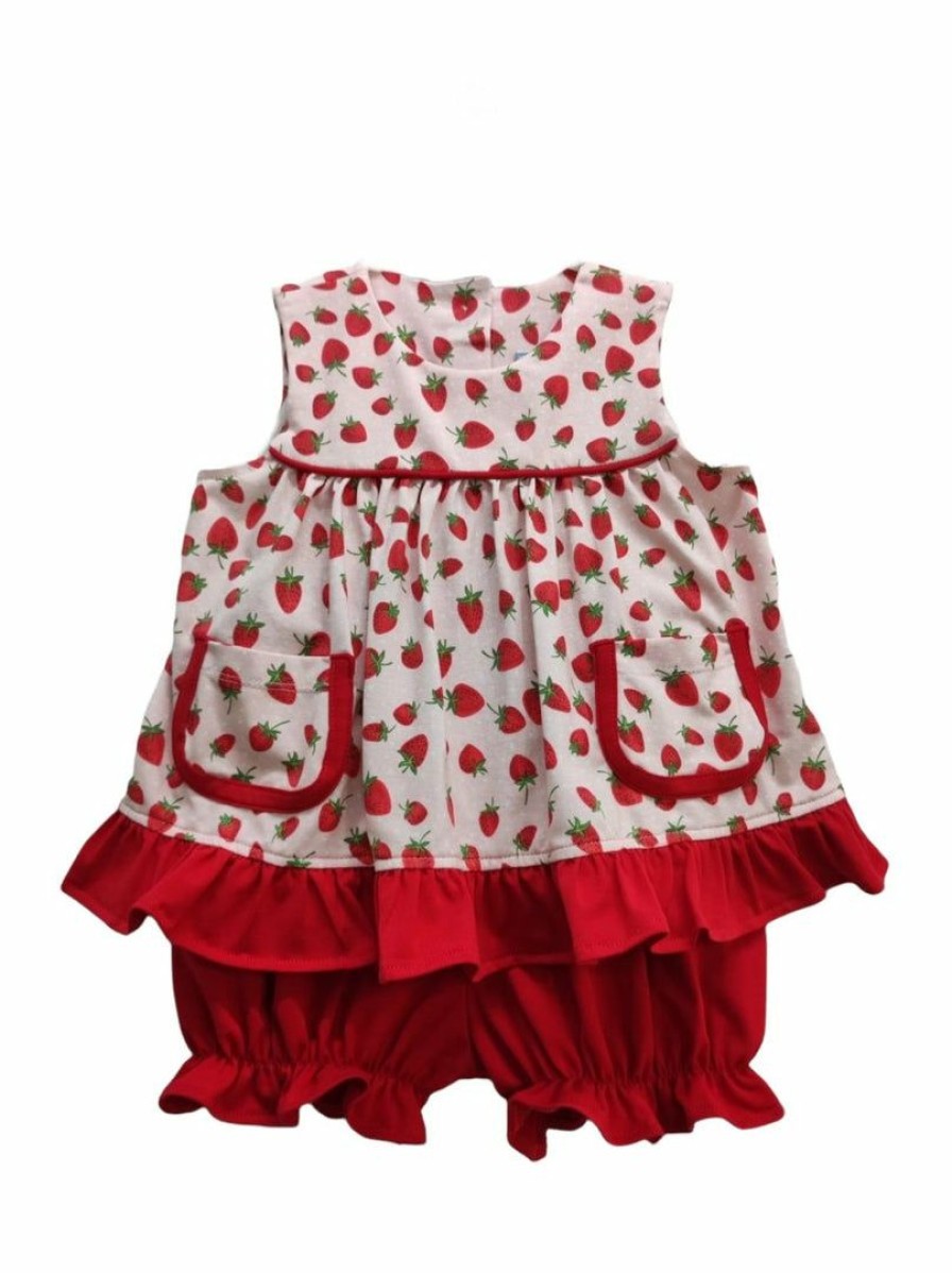 Girls * | Budget Three Sisters Strawberry Fields Bloomer Set