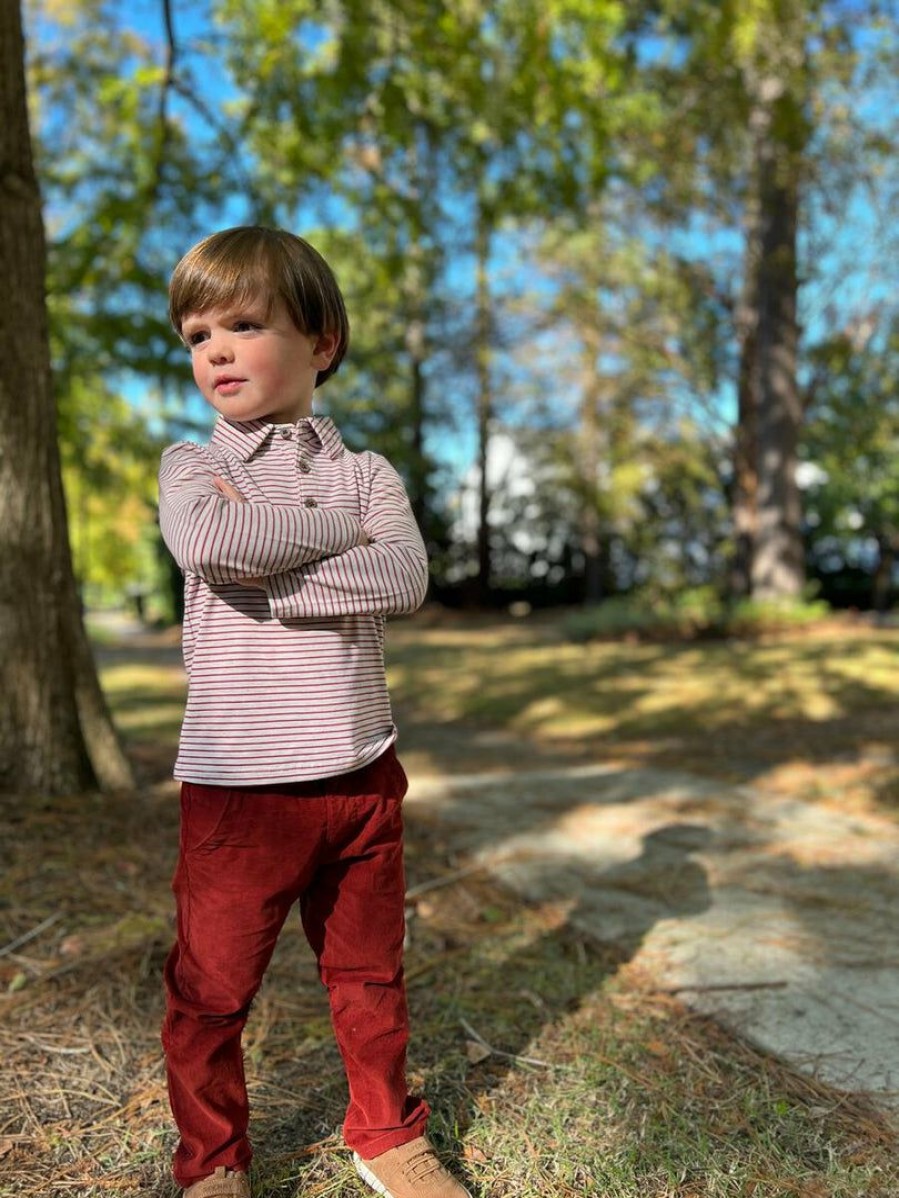 Boys * | Promo Boys Me & Henry Waverly Stripe Long Sleeve Polo