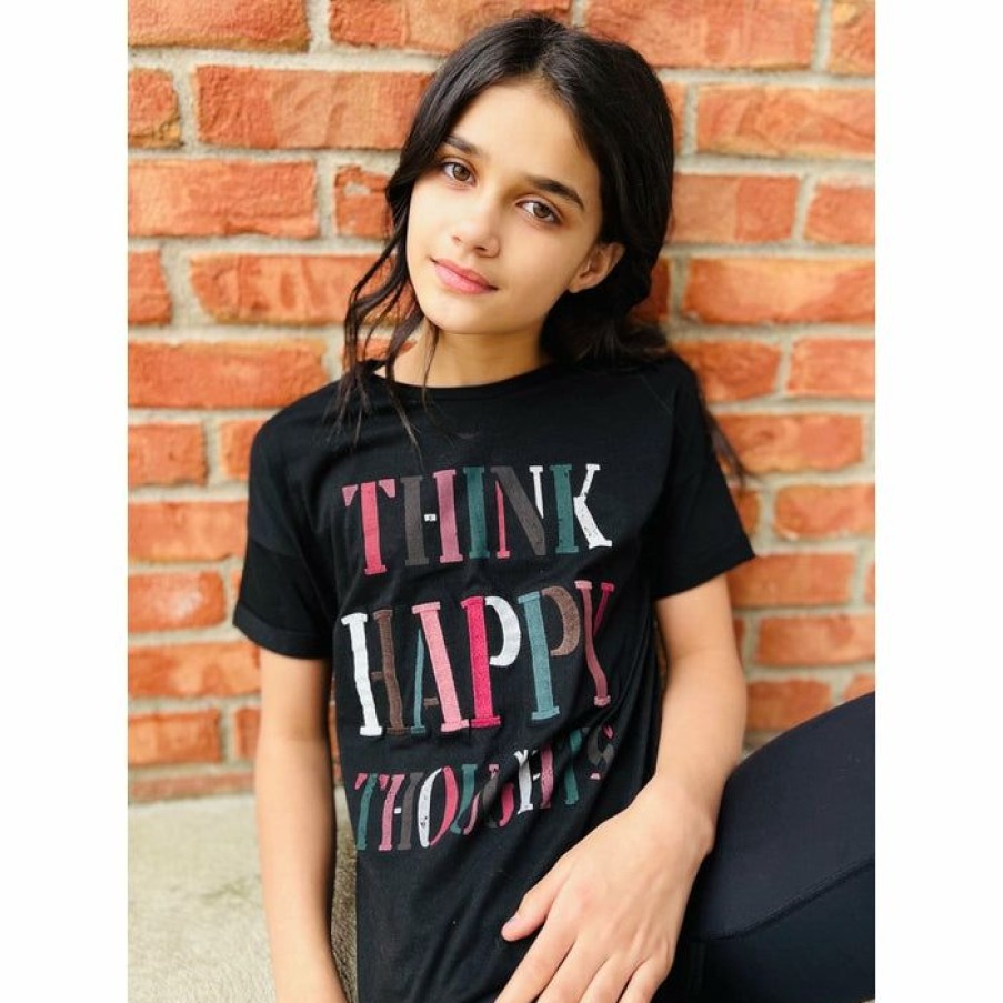 Tween * | Outlet Paper Flower Think Happy Thoughts Shirt Tween