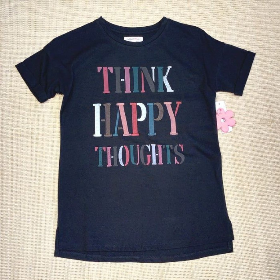 Tween * | Outlet Paper Flower Think Happy Thoughts Shirt Tween