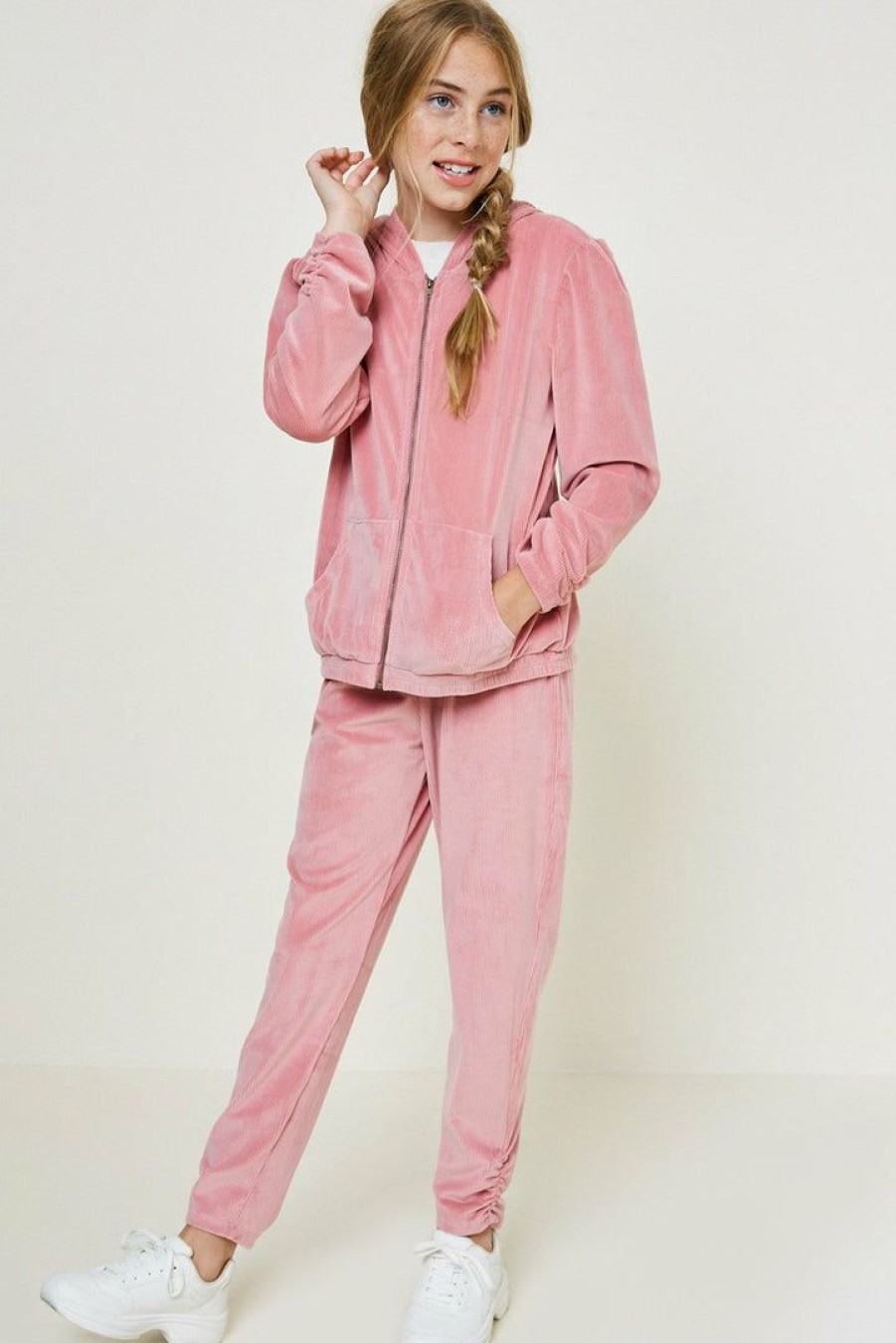 Tween * | Buy Tween Hayden Ribbed Velour Hoodie