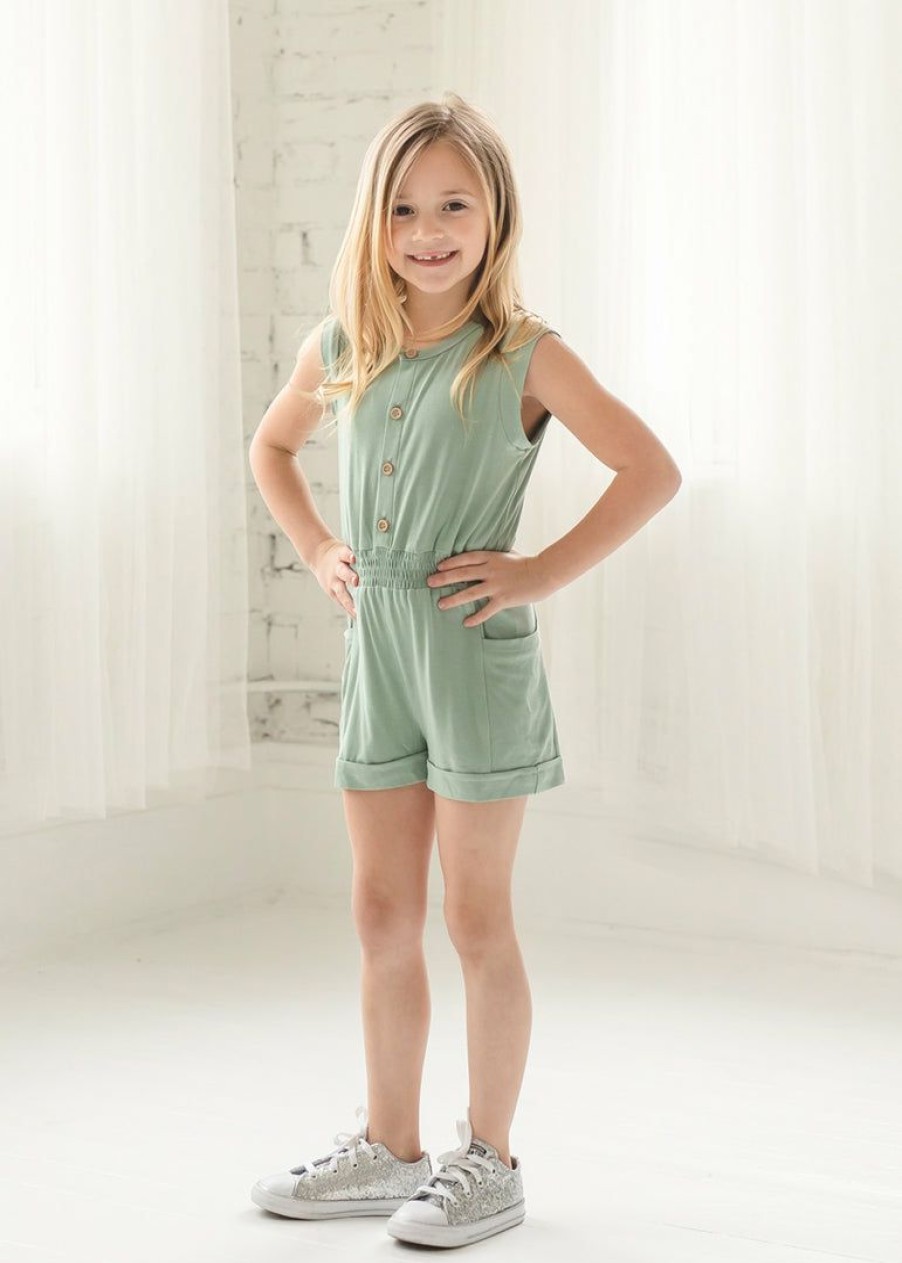 Girls * | Hot Sale Mabel & Honey Sydney Sage Romper