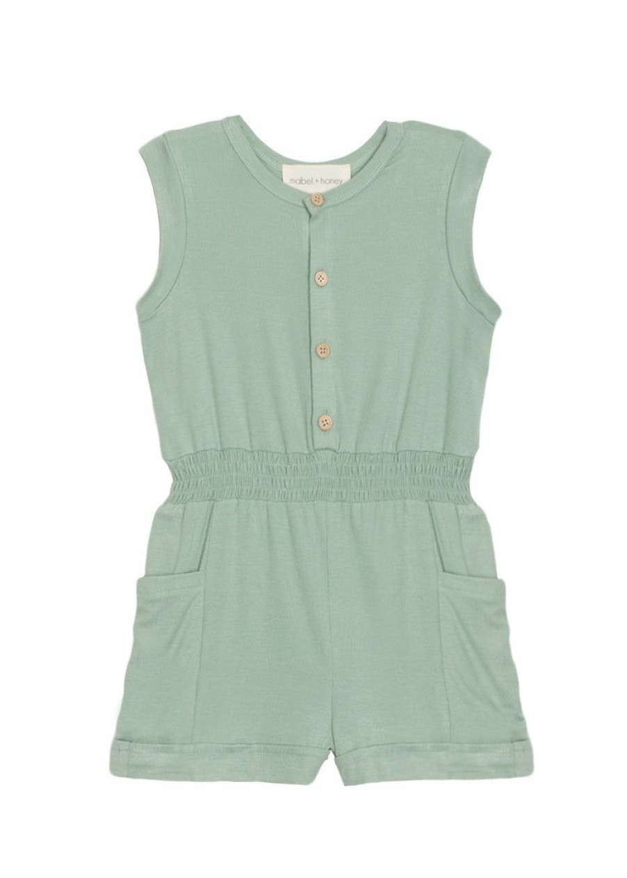 Girls * | Hot Sale Mabel & Honey Sydney Sage Romper