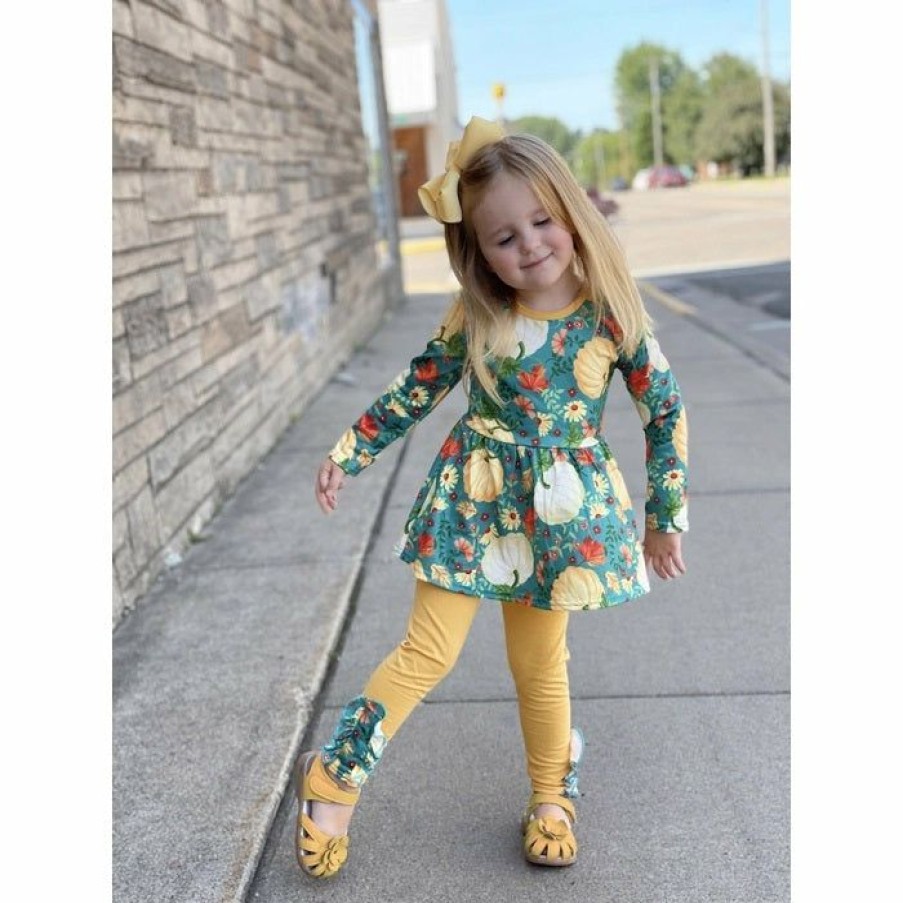 Girls * | Best Pirce Girls Stella Bean Teal Pumpkin Pant Set