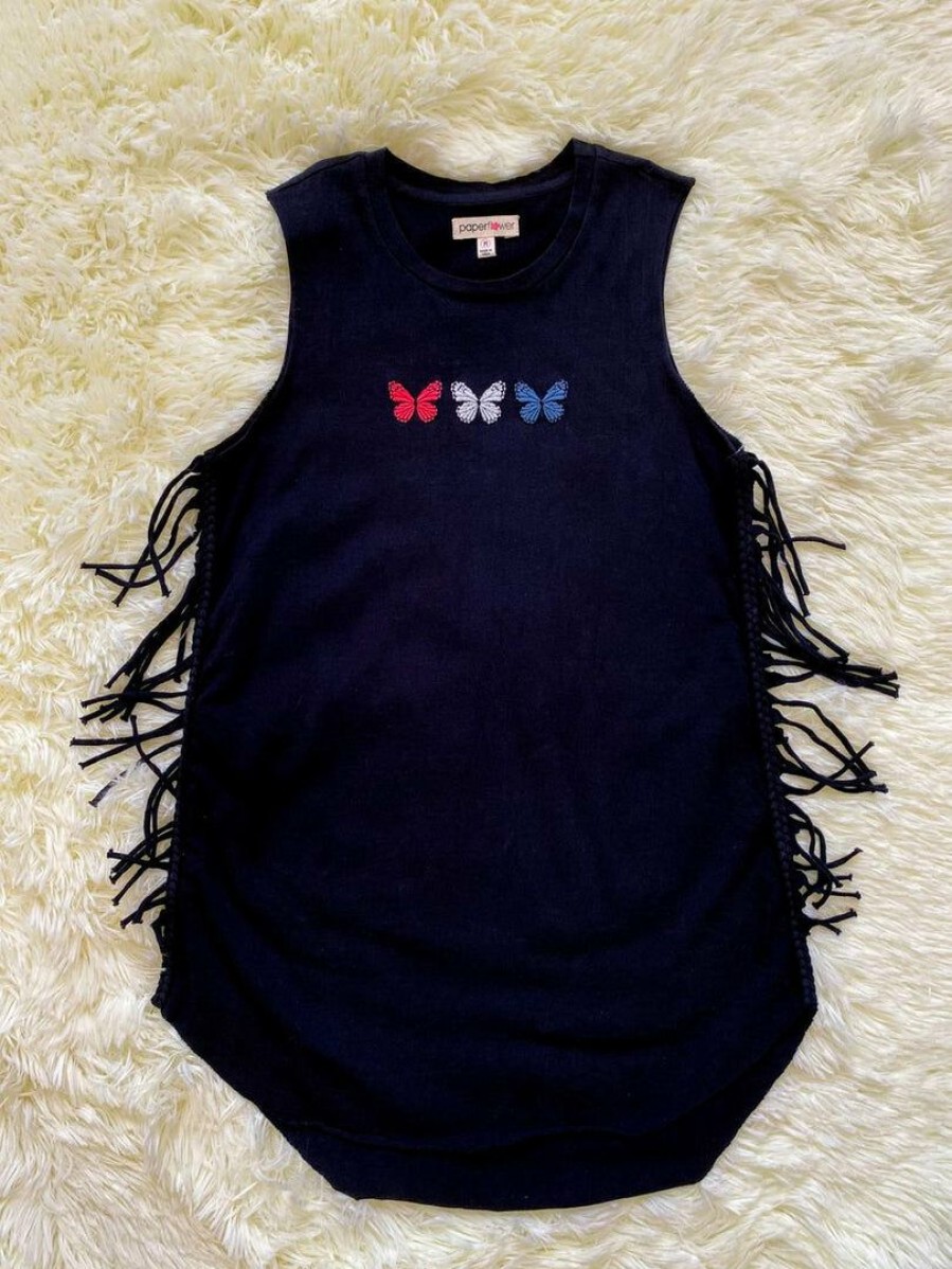 Tween * | Promo Paper Flower Butterfly Fringe Tank