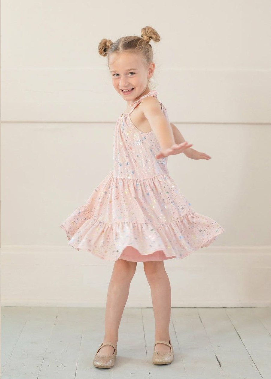 Girls * | Best Pirce Girls Mabel & Honey Summer Sparkle Chiffon Dress